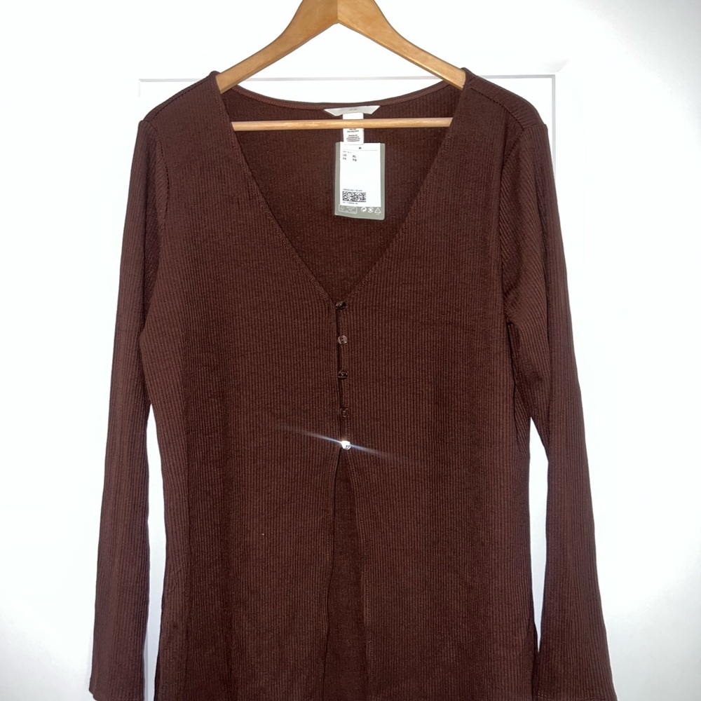 Elegant Brown V-Neck Women's Top